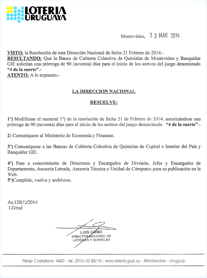 Modificación fecha de inicio del juego 4 de la Suerte 